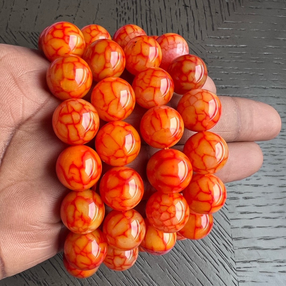Enhanced dragon vein agate bracelet 14mm